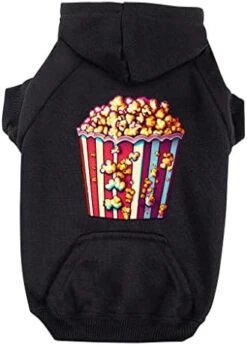 GENERIC Popcorn Dog Hoodie With Pocket - Food Print Dog Coat - Colorful Dog Clothing - Black, L -Dog Supplies Store 41NUVwBa5 L. AC 3