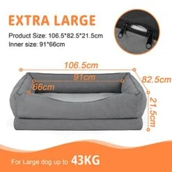Dog Bed, Orthopedic Bolster Dog Beds For Extra Large Dogs. Egg Crate Foam Sofa With Removable Washable Bed Cover, Nonskid Bottom Couch, Pet Beds For Large&Extra Large Extra Large Size: 42"*32.5" -Dog Supplies Store 41NYcpQPWAL