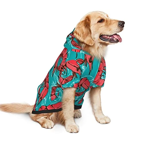 Shrimp Pattern Sea Food Pet Dog Costume Large Pets Wear Hoodies Winter Large Cats Coat Sweaters Jacket Pullover 2 Shrimp Pattern Sea Food Pet Dog Costume Large Pets Wear Hoodies Winter Large Cats Coat Sweaters Jacket Pullover - Image 2