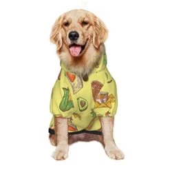 Large Dog Hoodie Cactus-and-Taco-Mexican-Food Pet Clothes Sweater With Hat Soft Cat Outfit Coat Small