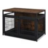 Dog Crate Furniture, End Table, Modern Dog Kennel For Medium Dogs Indoor Up To 70 Lb, Dog Kennels With 3 Doors Indoor, Decorative Mesh Pet Crate End Table Rustic Brown
