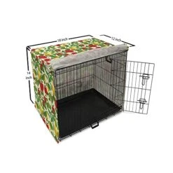 Lunarable Fruit Dog Crate Cover, Repetitive Pattern Of Pear And Apple Branches With Leaves Blooming Organic Foods, Easy To Use Pet Kennel Cover For Small Dogs Puppies Kittens, 18 Inch, Multicolor -Dog Supplies Store 41QKupsNffL