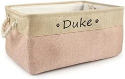 Xingfa Personalized Dog Toy Basket With Name,Custom Dog Toy Basket,Paw Prints Pet Food Storage Container,Dog Toy Box For Small Dogs,New Puppy Supplies (Beige,L 41X32X21cm) 26 Xingfa Personalized Dog Toy Basket With Name,Custom Dog Toy Basket,Paw Prints Pet Food Storage Container,Dog Toy Box For Small Dogs,New Puppy Supplies (Beige,L 41X32X21cm) -Dog Supplies Store 41R VzK94VL. AC