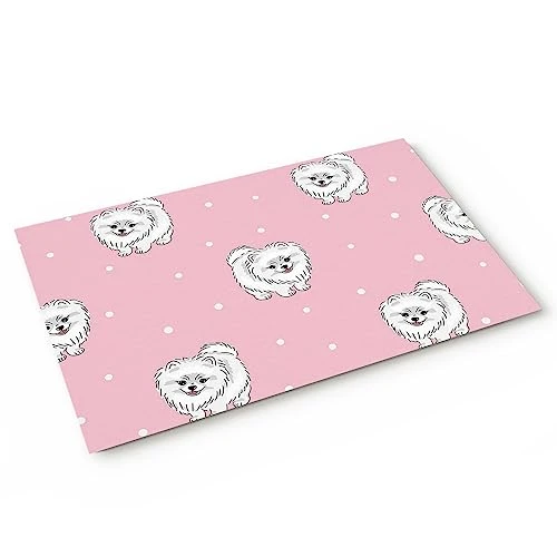 Door Mat Outdoor Cartoon Pets White Long Haired Dog Polka Dot Pink Texture Welcome Mats For Front Door Indoor Entry Doormat Non-Slip Kitchen Rug Washable Floor Mats For Bathroom/Bedroom/Patio 18"X30" 2 Door Mat Outdoor Cartoon Pets White Long Haired Dog Polka Dot Pink Texture Welcome Mats For Front Door Indoor Entry Doormat Non-Slip Kitchen Rug Washable Floor Mats For Bathroom/Bedroom/Patio 18"X30" - Image 2