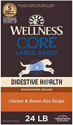 Wellness CORE Digestive Health Dry Dog Food With Wholesome Grains, Highly Digestible, For Dogs With Sensitive Stomachs, Made In USA With Real Chicken (Adult, 4-Pound Bag) -Dog Supplies Store 41SPkh DBlL. AC