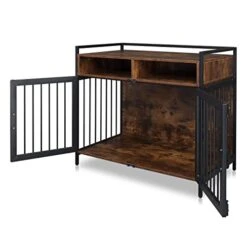 Dog Crate Furniture,41''Wooden Large Dog Cage For Medium/Small Dogs Indoor,Super Sturdy Anti-Chew Large Dog Kennel With Storage Side End Table