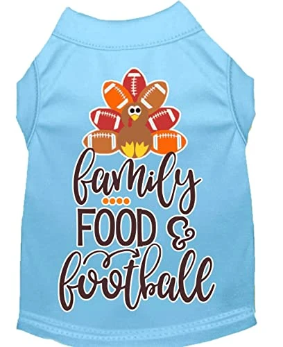 Family, Food, And Football Screen Print Dog Shirt Blue Lg 2 Family, Food, And Football Screen Print Dog Shirt Blue Lg - Image 2