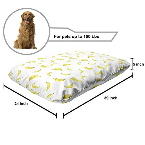 Ambesonne Banana Pet Bed, Graphic Illustration Of Tropical Fruit Ripe And Healthy Exotic Food, Chew Resistant Pad For Dogs And Cats Cushion With Removable Cover, 24" X 39", Pale Green Yellow 3 Ambesonne Banana Pet Bed, Graphic Illustration Of Tropical Fruit Ripe And Healthy Exotic Food, Chew Resistant Pad For Dogs And Cats Cushion With Removable Cover, 24" X 39", Pale Green Yellow - Image 3