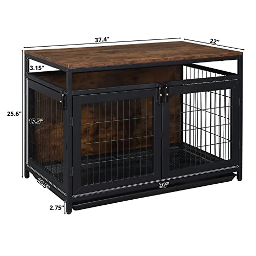 Dog Crate Furniture, End Table, Modern Dog Kennel For Medium Dogs Indoor Up To 70 Lb, Dog Kennels With 3 Doors Indoor, Decorative Mesh Pet Crate End Table Rustic Brown 2 Dog Crate Furniture, End Table, Modern Dog Kennel For Medium Dogs Indoor Up To 70 Lb, Dog Kennels With 3 Doors Indoor, Decorative Mesh Pet Crate End Table Rustic Brown - Image 2