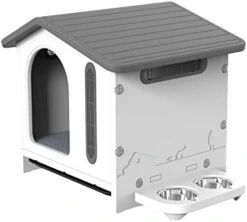 VATO Dog Kennel, Waterproof Plastic Doghouse For Small Pets, Durable Puppy House With Two Food Bowls, 22.8x20.9x22 Inches, Indoor And Outdoor, Up To 30 LBS (Grey) 14 VATO Dog Kennel, Waterproof Plastic Doghouse For Small Pets, Durable Puppy House With Two Food Bowls, 22.8x20.9x22 Inches, Indoor And Outdoor, Up To 30 LBS (Grey) -Dog Supplies Store 41UKBw7soNL. AC