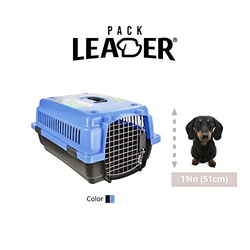 PACK LEADER Duna Travel Carrier Cage For Dogs Girls Or Cats Rigid Material Portable With Metal Grate | Size 57 X 39 X 31 Cm | Small Dog | Includes A Food Plate | Blue 4 PACK LEADER Duna Travel Carrier Cage For Dogs Girls Or Cats Rigid Material Portable With Metal Grate | Size 57 X 39 X 31 Cm | Small Dog | Includes A Food Plate | Blue - Image 4