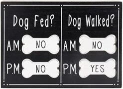 Hanna Roberts Decorative Dog Meal Scheduler, Morning And Afternoon With Reversible Yes Or No Bone For Mudroom, Entry Way, Dog Room, Dogs Fed, 9.5" X 2" X 12" -Dog Supplies Store 41YQttoomSS. AC