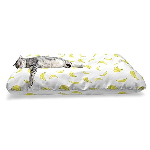 Ambesonne Banana Pet Bed, Graphic Illustration Of Tropical Fruit Ripe And Healthy Exotic Food, Chew Resistant Pad For Dogs And Cats Cushion With Removable Cover, 24" X 39", Pale Green Yellow 2 Ambesonne Banana Pet Bed, Graphic Illustration Of Tropical Fruit Ripe And Healthy Exotic Food, Chew Resistant Pad For Dogs And Cats Cushion With Removable Cover, 24" X 39", Pale Green Yellow - Image 2