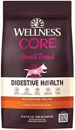 Wellness CORE Digestive Health Dry Dog Food With Wholesome Grains, Highly Digestible, For Dogs With Sensitive Stomachs, Made In USA With Real Chicken (Adult, 4-Pound Bag) -Dog Supplies Store 41ady2TbJwL. AC