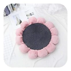 Door Mat Inside Dogs, Warm Padded Flower Dog Bed Waterproof Washable Pet House Kennel Round Floor Carpet Crawling Mat-Grey-M Diameter 80cm