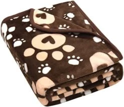 AHOOCUSTOM Dog Blanket, Soft Fleece Dog Blankets For Small Medium Dogs, Fluffy Flannel Pet Cat Puppy Blanket Mat Cover For Bed Couch, Cute Paw Print Throw Blanket For Dogs, Brown 40"X30" -Dog Supplies Store 41ci3PLB83L. AC