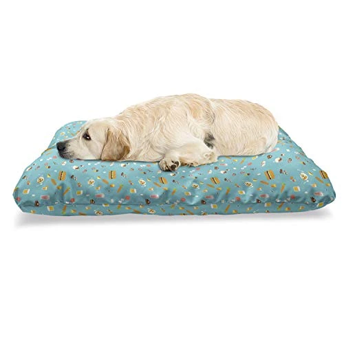 Ambesonne Food Pet Bed, Minimalist Style Tasteful Food Art Hamburger Sushi Pizza Beer Milkshake Ice Cream, Chew Resistant Pad For Dogs And Cats Cushion With Removable Cover, 24" X 39", Multicolor 1 Ambesonne Food Pet Bed, Minimalist Style Tasteful Food Art Hamburger Sushi Pizza Beer Milkshake Ice Cream, Chew Resistant Pad For Dogs And Cats Cushion With Removable Cover, 24" X 39", Multicolor
