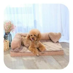 Big Incisors Dog Christmas Door Mat, Removable Soft Pet Dog Sleeper Sofa Bed Winter Warm Tower Rest House Lounger Pets Mat Nest Large XL Dogs Mattress S/M/L/XL-camel-90x70x15cm