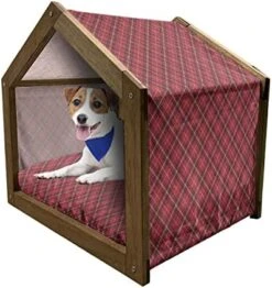 Lunarable Food Art Wooden Pet House, Colorful Pattern Of Abstract Fruits And Vegetables Cuisine Theme Repetition, Indoor & Outdoor Portable Dog Kennel With Pillow And Cover, Small, Plum Multicolor -Dog Supplies Store 41fIN9lLjdL. AC