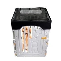 SAZAO Dog Playpen Cover, Dog Playpen Sunshade Cover, Mesh Dog Playpen Top Cover, Fits 35.8 Inches 4 Panels Playpen (Color : Black) -Dog Supplies Store 41fV6jBrT2L