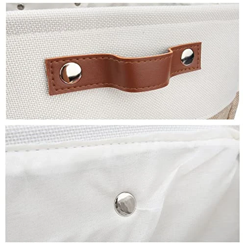 Personalized Dog Toy Box Square Basket With Leather Handles , Custom Name And Paw Pattern Puppy Toy Bin , Storage Baskets For Organizing Food Clothes And Pets Accessories(White Beige) 3 Personalized Dog Toy Box Square Basket With Leather Handles , Custom Name And Paw Pattern Puppy Toy Bin , Storage Baskets For Organizing Food Clothes And Pets Accessories(White Beige) - Image 3