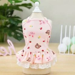 Sexy Soft Pet Clothing Dog Dresses Summer Cherry Pattern Pink White Yellow Cool Shirt Skirt Puppy Cat Dress Costume A2 L