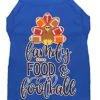 Family, Food, And Football Screen Print Dog Shirt Blue Lg