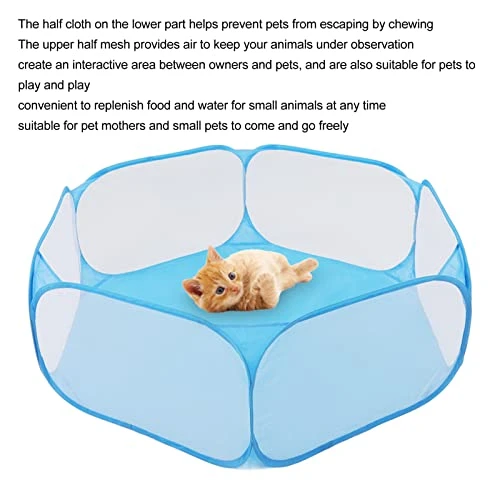 Small Animals Tent, Foldable Pet Playpen Portable Outdoor Exercise Yard Fence For Cat Rabbits Bunny Hamster Guinea Pig Chinchillas Blue 2 Small Animals Tent, Foldable Pet Playpen Portable Outdoor Exercise Yard Fence For Cat Rabbits Bunny Hamster Guinea Pig Chinchillas Blue - Image 2