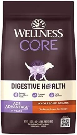 Wellness CORE Digestive Health Dry Dog Food With Wholesome Grains, Highly Digestible, For Dogs With Sensitive Stomachs, Made In USA With Real Chicken (Adult, 4-Pound Bag) -Dog Supplies Store 41hWJu4u43L. AC
