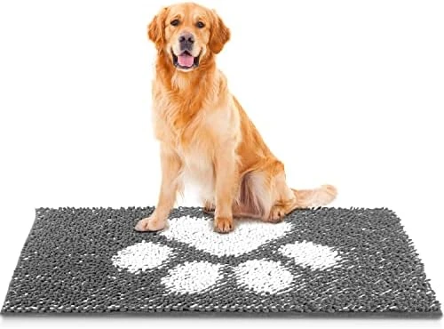 YUHFERA Fluffy Thick Chenille Mat For Entry - Indoor Rug With Textured Rubber Backing, Muddy Dog Comfy Soft Mats,Ultra Absorbent Premium Microfiber Doormat For Pet Food Mat, 24" X 36",Grey 5 YUHFERA Fluffy Thick Chenille Mat For Entry - Indoor Rug With Textured Rubber Backing, Muddy Dog Comfy Soft Mats,Ultra Absorbent Premium Microfiber Doormat For Pet Food Mat, 24" X 36",Grey - Image 5