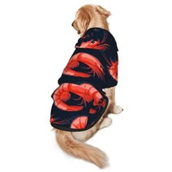 Shrimp Pattern Sea Food Pet Dog Costume Large Pets Wear Hoodies Winter Small Medium Cats Cloth Sweatshirts Jacket Pullover