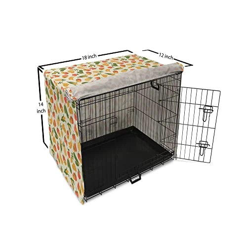 Lunarable Vegetable Dog Crate Cover, Vegetarian Food Pattern With Colorful Ingredients With Grunge Backdrop, Easy To Use Pet Kennel Cover For Small Dogs Puppies Kittens, 18 Inch, Multicolor 4 Lunarable Vegetable Dog Crate Cover, Vegetarian Food Pattern With Colorful Ingredients With Grunge Backdrop, Easy To Use Pet Kennel Cover For Small Dogs Puppies Kittens, 18 Inch, Multicolor - Image 4