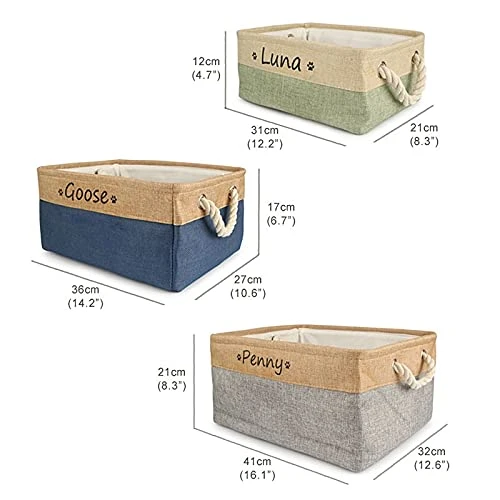 Xingfa Personalized Dog Toy Basket With Name,Custom Dog Toy Basket,Paw Prints Pet Food Storage Container,Dog Toy Box For Small Dogs,New Puppy Supplies (Beige,L 41X32X21cm) 4 Xingfa Personalized Dog Toy Basket With Name,Custom Dog Toy Basket,Paw Prints Pet Food Storage Container,Dog Toy Box For Small Dogs,New Puppy Supplies (Beige,L 41X32X21cm) - Image 4