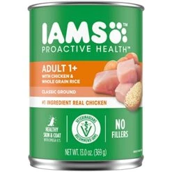 IAMS PROACTIVE HEALTH Adult Wet Dog Food Classic Ground With Chicken And Whole Grain Rice, 12-Pack Of 13 Oz. Cans