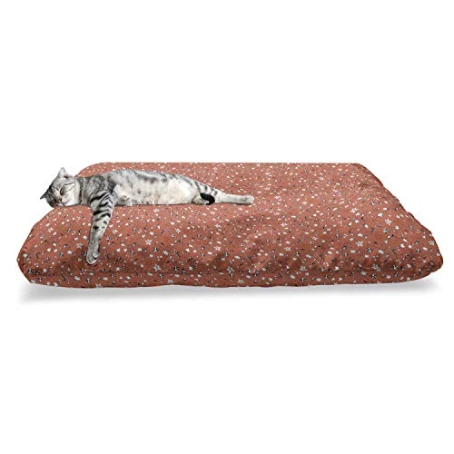 Ambesonne Floral Pet Bed, Minimal Themed Abstract Various Monochromatic Flowers Composition, Chew Resistant Pad For Dogs And Cats Cushion With Removable Cover, 24" X 39", Rust Charcoal Grey And White 2 Ambesonne Floral Pet Bed, Minimal Themed Abstract Various Monochromatic Flowers Composition, Chew Resistant Pad For Dogs And Cats Cushion With Removable Cover, 24" X 39", Rust Charcoal Grey And White - Image 2