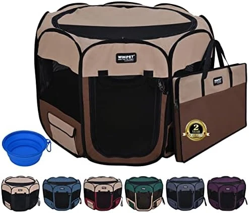 WINiPET 2-Door Folding Soft Pet Playpen (2 Year Warranty), Plus Carrying Bag And Food Grade Silicone Bowl, 10-Size And 12-Color Portable Dog Cat Playpen, Exercise Pen, Indoor & Outdoor Pet Home 15 WINiPET 2-Door Folding Soft Pet Playpen (2 Year Warranty), Plus Carrying Bag And Food Grade Silicone Bowl, 10-Size And 12-Color Portable Dog Cat Playpen, Exercise Pen, Indoor & Outdoor Pet Home - Image 15