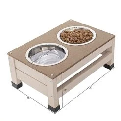 Outdoor Wood Dog House With Bowls: Weatherproof Wooden Dog Shelter With Water Bowl & Food Bowl - Outside Open Roof Dog House With Storage Box- Suitable For Small To Medium Size Dog -Dog Supplies Store 41oDoJHGheL