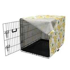 Ambesonne Green And Yellow Dog Crate Cover, Rhombus Pineapple With Blooming Foliage Organic Food Design, Easy To Use Pet Kennel Cover For Small Dogs Puppies Kittens, 22 Inch, Fern Green And Yellow -Dog Supplies Store 41oEKZNG6cL