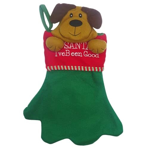 Jumbo Red And Green Felt Christmas Stocking For Dogs, Santa I've Been Good, Cute Funny Xmas Decorations For Fireplaces, Mantels, Walls, And More, 17 Inches 1 Jumbo Red And Green Felt Christmas Stocking For Dogs, Santa I've Been Good, Cute Funny Xmas Decorations For Fireplaces, Mantels, Walls, And More, 17 Inches