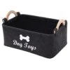Morezi Felt Pet Toy Box And Dog Toy Box Storage Basket Chest Organizer - Perfect For Organizing Pet Toys, Blankets, Leashes And Food - Dog Toy - Dark Grey
