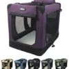 EliteField 3-Door Folding Soft Dog Crate (2 Year Warranty), Indoor & Outdoor Pet Home, Multiple Sizes And Colors Available (42" L X 28" W X 32" H, Purple)