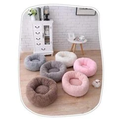 Shaggy Fur Donut Dog Bed Warm Plush Princess Cat House Kennel Bed Hamster Washable Nest(No Pillow)