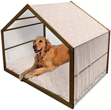 Lunarable Spring Wooden Dog House, Mediterranean Food Illustration Of Olives Branch And Leaves Foliage, Outdoor & Indoor Portable Dog Kennel With Pillow And Cover, X-Large, Yellow White And Black 6 Lunarable Spring Wooden Dog House, Mediterranean Food Illustration Of Olives Branch And Leaves Foliage, Outdoor & Indoor Portable Dog Kennel With Pillow And Cover, X-Large, Yellow White And Black - Image 6