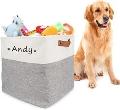 Personalized Dog Toy Box Square Basket With Leather Handles , Custom Name And Paw Pattern Puppy Toy Bin , Storage Baskets For Organizing Food Clothes And Pets Accessories(White Beige) 17 Personalized Dog Toy Box Square Basket With Leather Handles , Custom Name And Paw Pattern Puppy Toy Bin , Storage Baskets For Organizing Food Clothes And Pets Accessories(White Beige) -Dog Supplies Store 41sagczZqqL. AC
