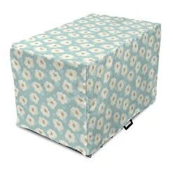 Ambesonne Popcorn Dog Crate Cover, Dream Food Of The Movie Night Snacks Tasty Cinema Treats Entertainment, Easy To Use Pet Kennel Cover For Small Dogs Puppies Kittens, 18 Inch, Eggshell Tan Pale Blue