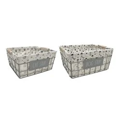 GENERIC Pet Storage Baskets Set Of 2 Dog Stuff Cat Grey Farmhouse Metal -Dog Supplies Store 41teEotQP4L