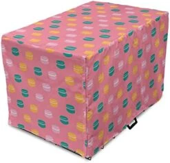 Lunarable French Chef Dog Crate Cover, Macaroons Cakes Culinary Candy Food Traditional Tasty Repeated Pattern, Easy To Use Pet Kennel Cover For Small Dogs Puppies Kittens, 42 Inch, Coral Teal Apricot -Dog Supplies Store 41uMBHhqa4L. AC