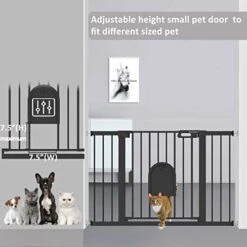 Narrow Baby Gate With Cat Door Walk Through - 24.5" To 29.5" Wide Small Pet Gate For Puppy Dog Doorway Stair - Pressure Mounted Safety Child Gate Stand 30 Inches Tall -Dog Supplies Store 41v57uQlV8L