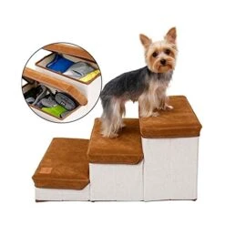 YangYan Pet Dog Stairs Foldable Pet Steps 3-Step Storage Style Pet Stair Indoor Pet Ramp Ladder For Puppies Dog Bed Stairs Storage Case (Color : Yellow) -Dog Supplies Store 41vxGnFy5CL