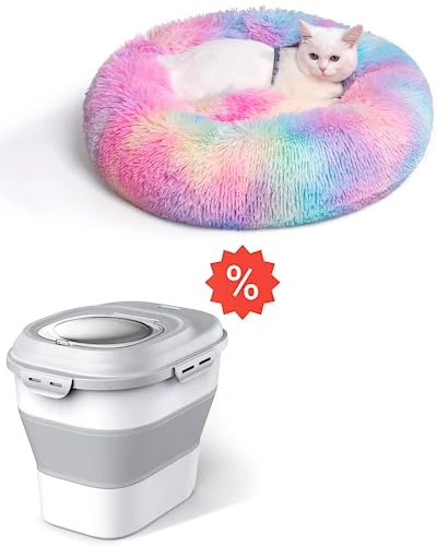 Somkaco Collapsible Dog Food Container 30Lbs + Donut Calming Dog Bed 24inch 2 Somkaco Collapsible Dog Food Container 30Lbs + Donut Calming Dog Bed 24inch - Image 2